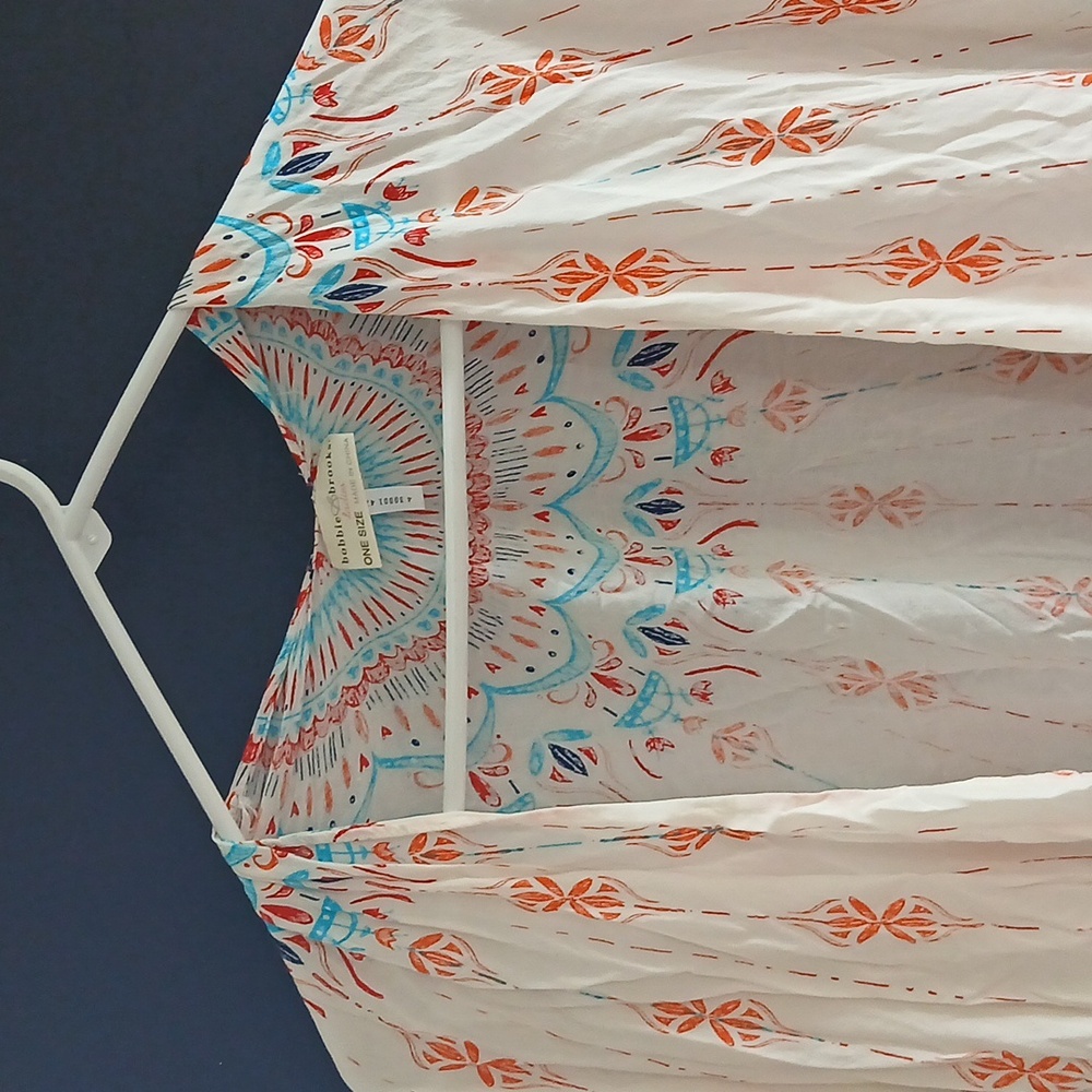 Bobbie Brooks Bohemian White Kimono with Tassels Orange white blue One Size - Picture 2 of 6